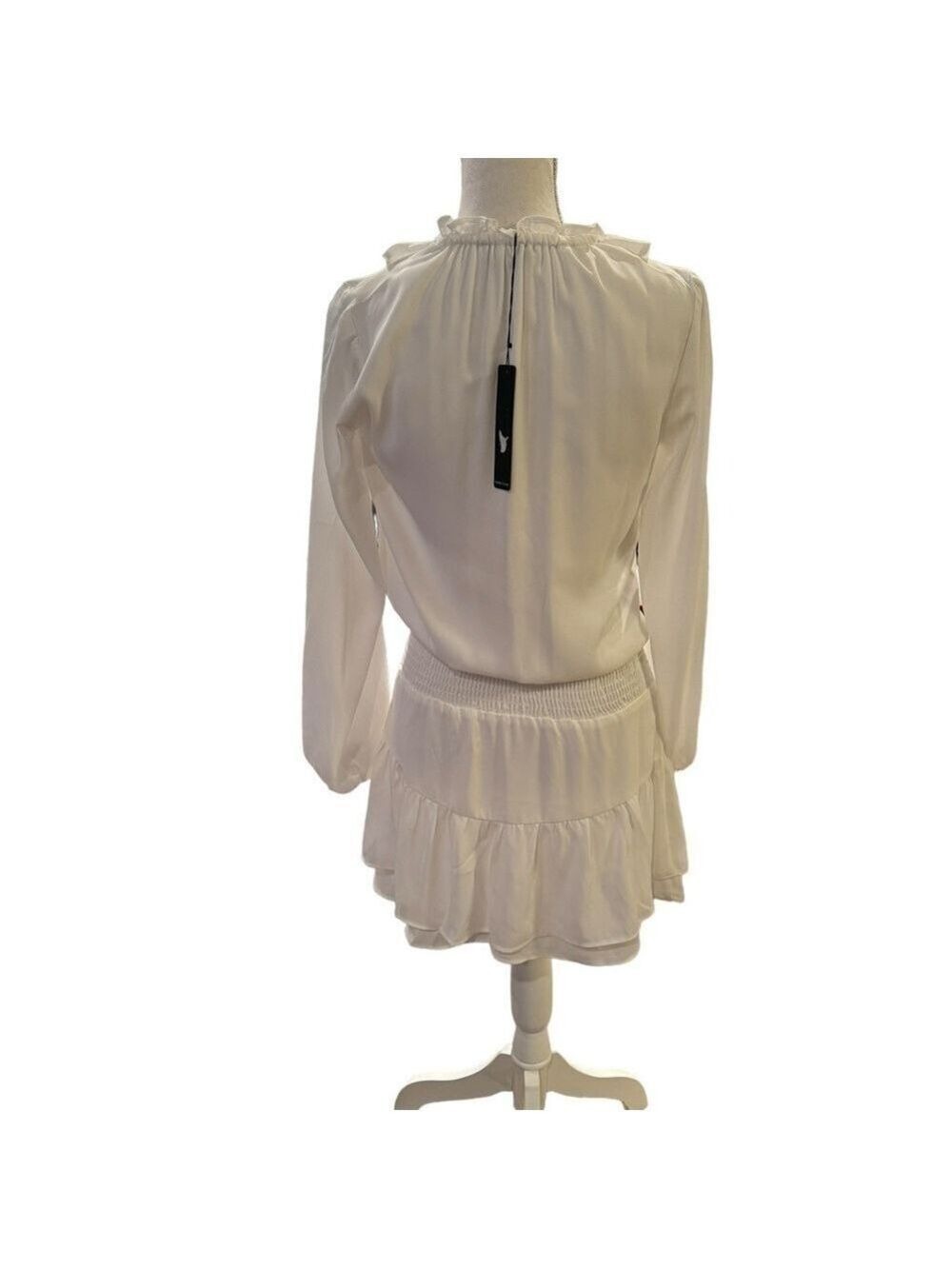 Krisa @ Revolve Ivory Ruffle Neck Surplice Layered Mini Dress New Size XS - Picture 5 of 9